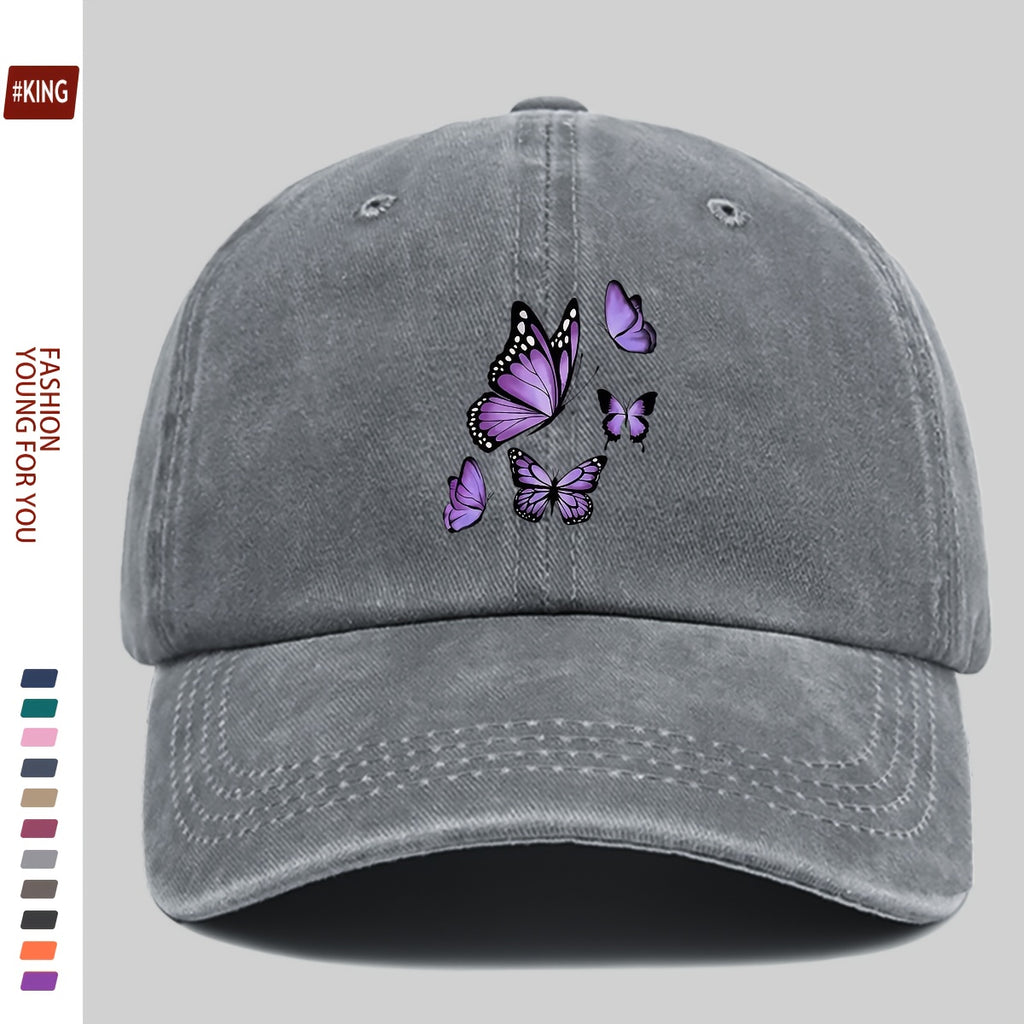 1pc Mother's Day Gift Gorgeous Butterfly Print Baseball Cap Comfortable Breathable Adjustable Size Youth Couple Skateboard Cap Beach Sunshade Seaside Party Travel Suitable for Playing Badminton, Golf, and Other Indoor Sports Suitable as a Birthday Ho