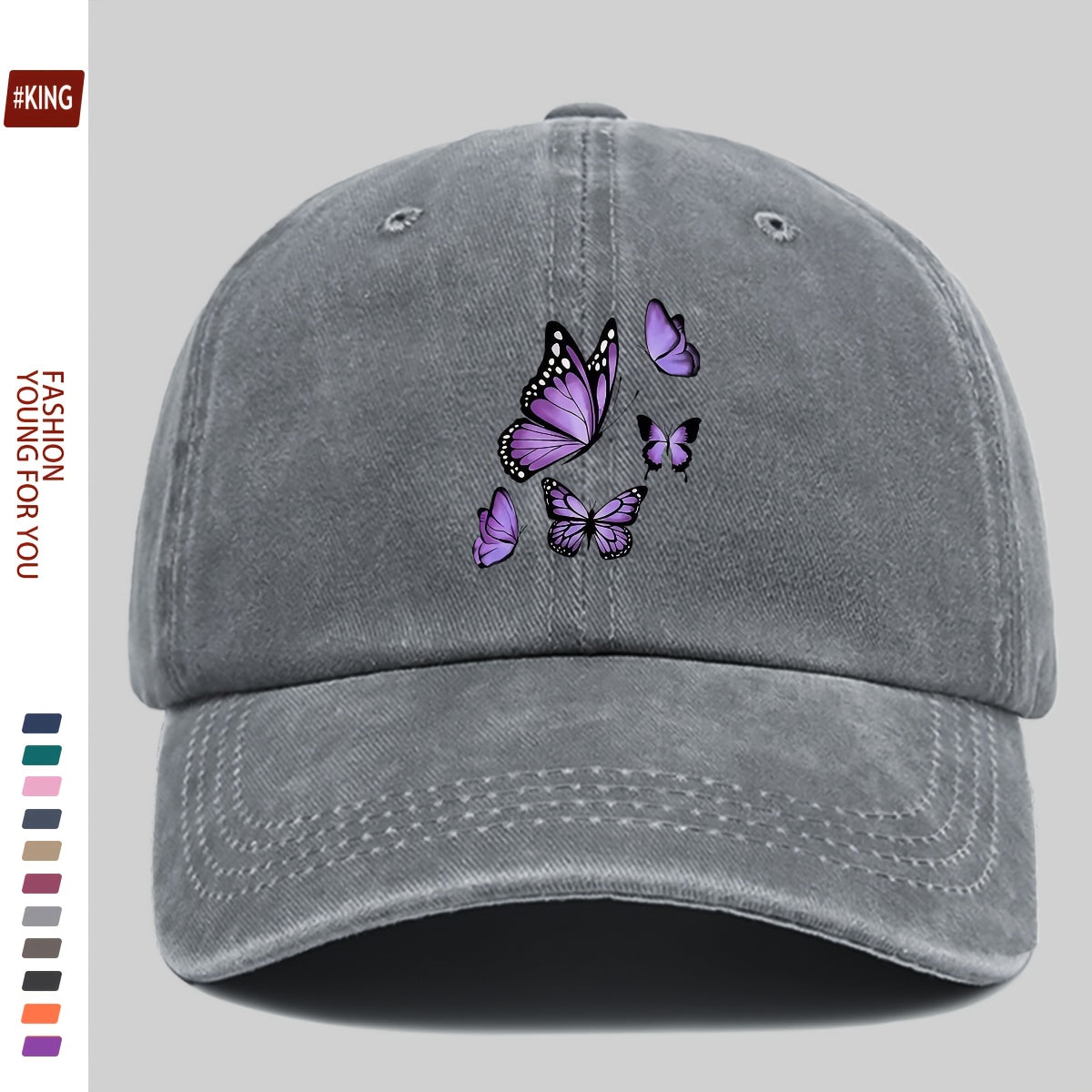 1pc Mother's Day Gift Gorgeous Butterfly Print Baseball Cap Comfortable Breathable Adjustable Size Youth Couple Skateboard Cap Beach Sunshade Seaside Party Travel Suitable for Playing Badminton, Golf, and Other Indoor Sports Suitable as a Birthday Ho