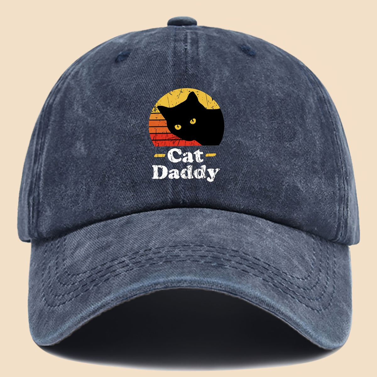Charming "Cat- for daddy" Printed Baseball Cap, PAPA Retro Curved Brim for dad Hat, Suitable for Both Men And Women in All Seasons, Adjustable Size, Suitable for Most People, Trucker Sun Hat, Ideal Gift for Dad Or Grandpa, Suitable for Leisure