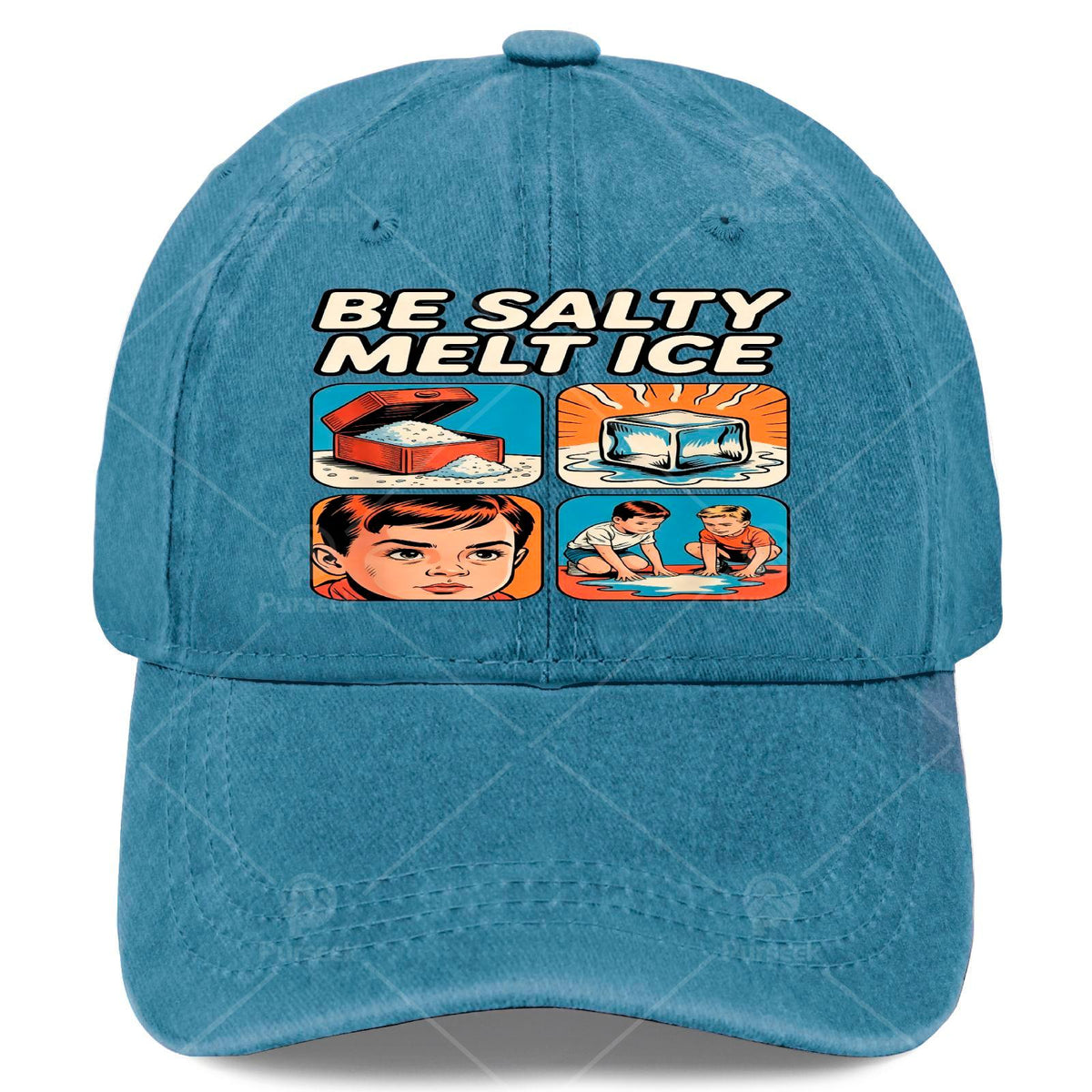 Unisex Fashion Baseball with a Washed And Distressed Look, Featuring The Humorous Phrase 'Stay Salts Melt I CE' As a Fun Gift