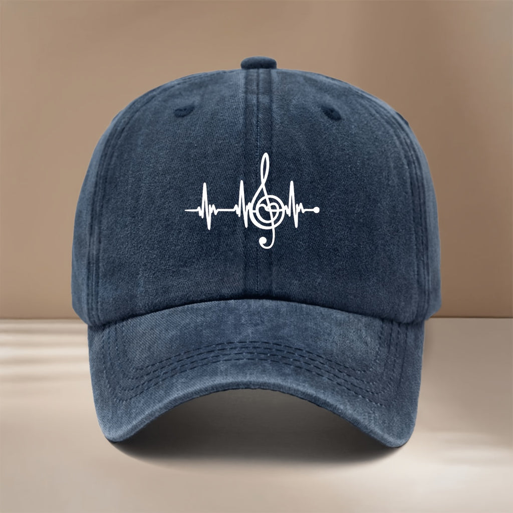 Baseball Cap with Musical Note Pattern, Easy-Going And Lightweight Hip-Hop Hat, Unisex Casual Hat, Suitable for Vacation Travel, Dinner Parties, Camping, Comfortable And Personalized Duckbill Cap, Curved Brim Makes Face Look Smaller