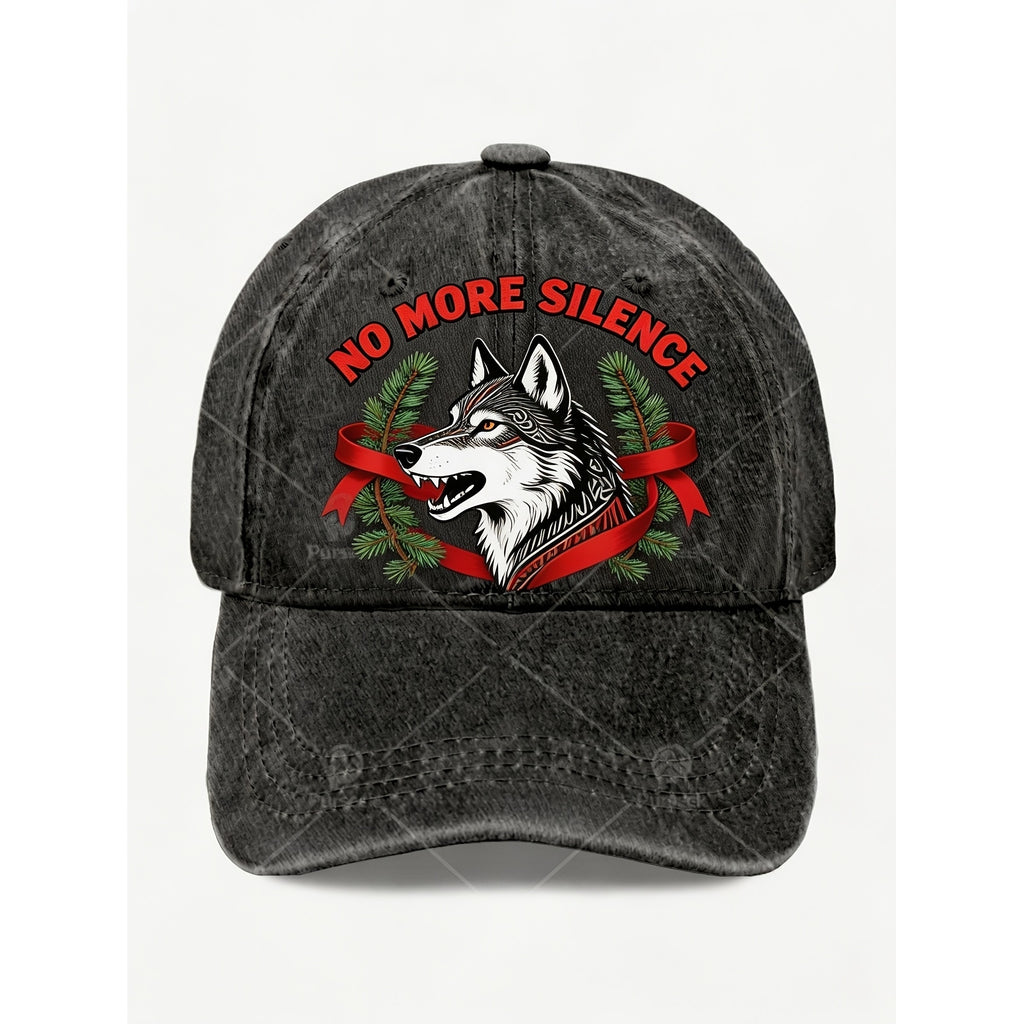 Vintage Wolf Graphic No More Silence Hat for Men Women Cool Street Style Cap for Casual Anniversary Gift
