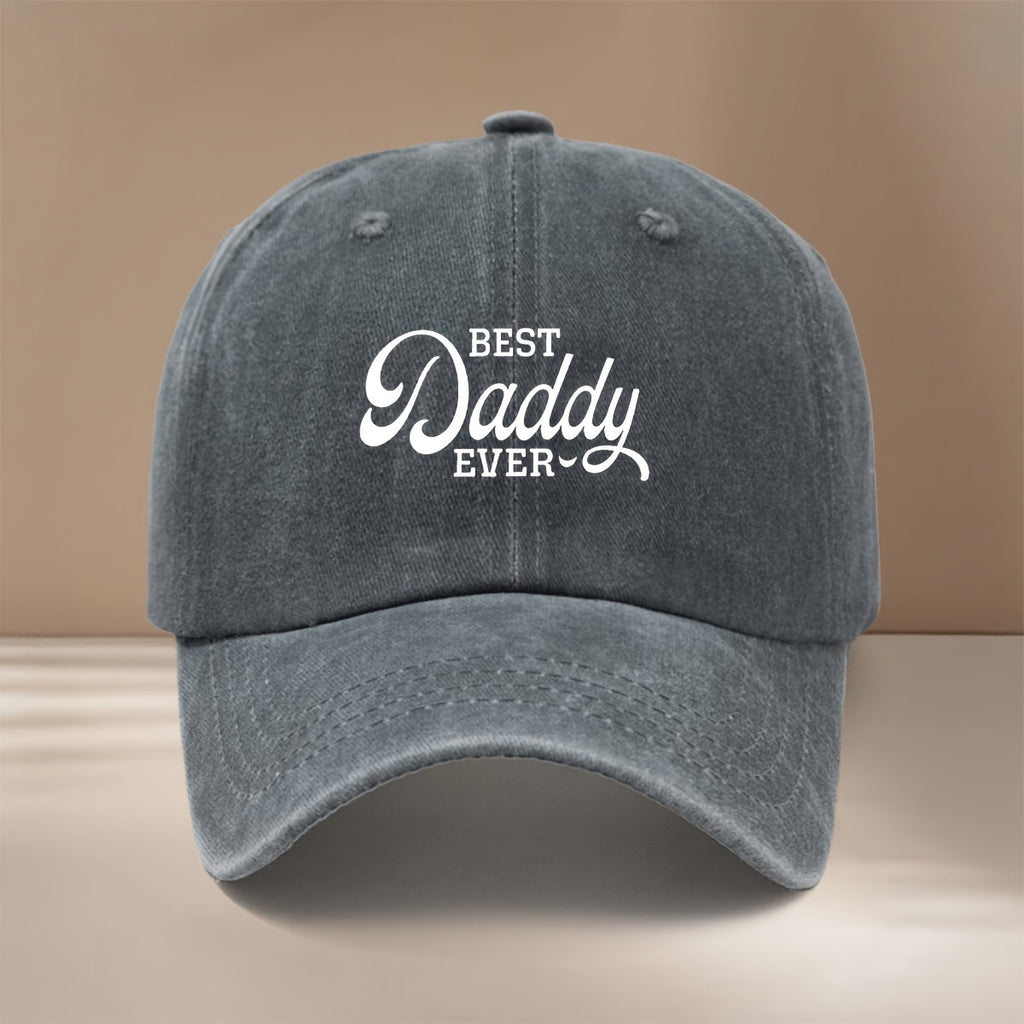 Baseball Cap with "BEST Daddy EVER" Text Graphic, Comfortable and  Curved Brim That Makes the Face Appear Smaller. Hip-hop Style Cap, Unisex Snapback Hat for Vacation, Travel, Dinners, and Camping. Lightweight and Simple Curved Brim Hat