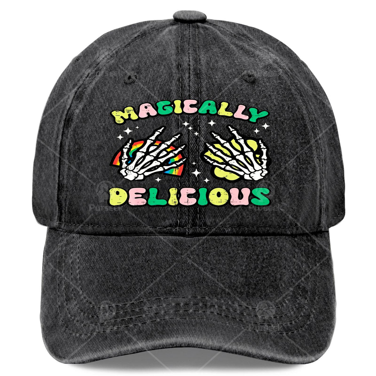 St. Patrick's Day Gothic Skeleton Hand Cap with Irish Print - Adjustable Low-Profile Baseball Hat Suitable for Men & Women, Machine Washable, Themed for Parades, Pubs & Daily Wear