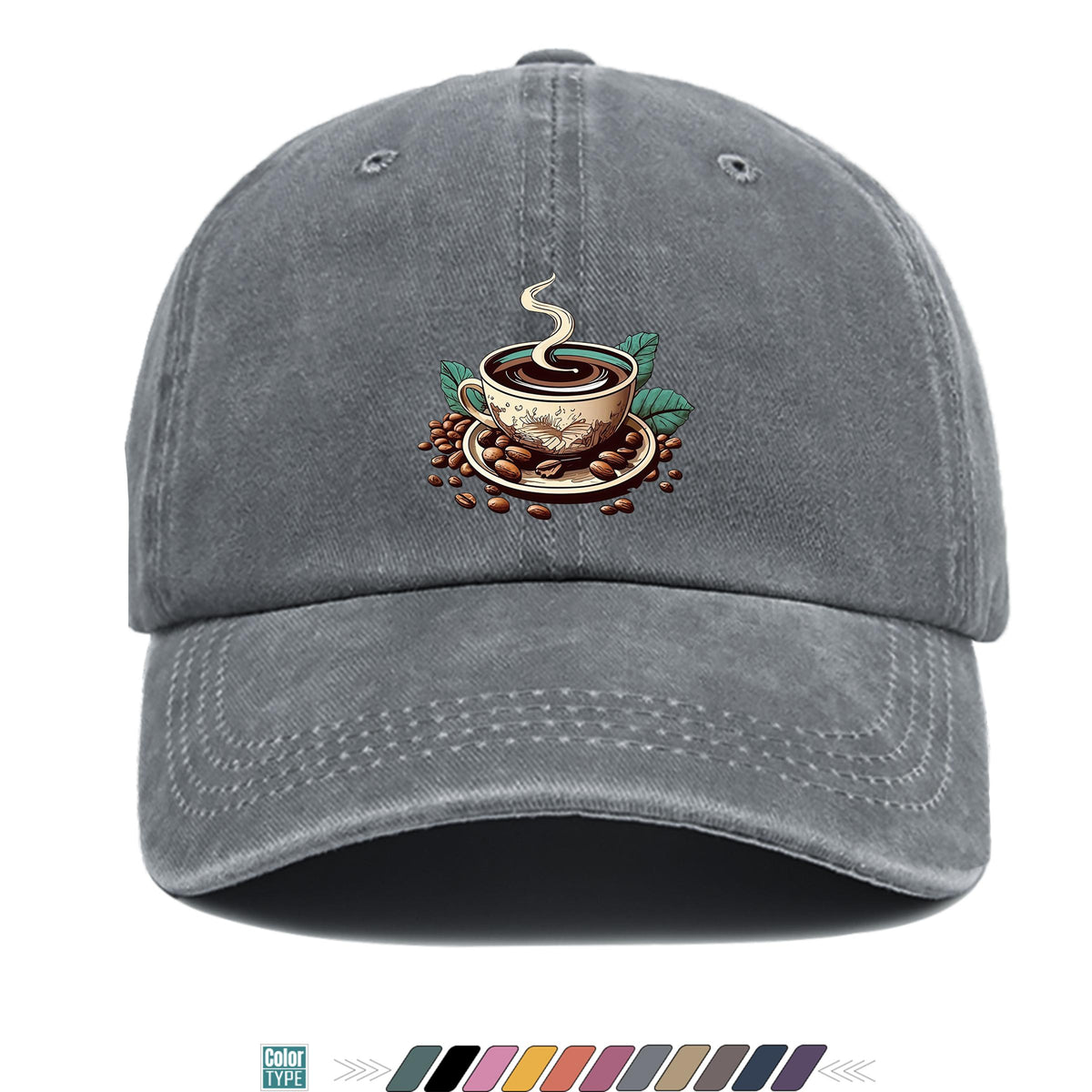 1pc 1pcs Vintage American Trucker Hat - Adjustable Soft Top Dad Cap with Coffee Print, Breathable Suitable for Outdoor Sports, Cycling,, Fishing, for Men & Women, Unisex for Youth, Skateboarding, Parties, Festivals, Gift