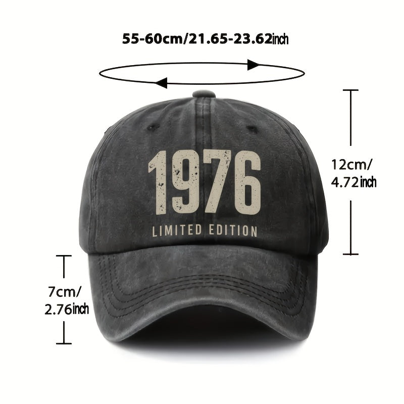 1pc, Adjustable Baseball Cap with "1976 Lid Edition Retro Style", Polyester Fiber Lightweight Printed Craft, Suitable for Outdoor Sports And Camping Enthusiasts, Trendy Couple Hat, Golf Cap, Trucker Cap, Fashionable Baseball Cap, Suitable for Youth