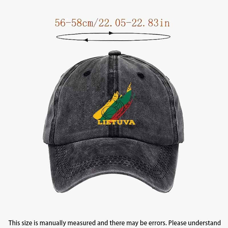 Unisex Washable Baseball Cap with LIETUVA Lettering & Flame Football Design - Machine-Washable Adjustable Cap Suitable for Sports, Casual Wear, Football Fans,  Lithuanian Pride Design, Pull String Closure for Lifestyles