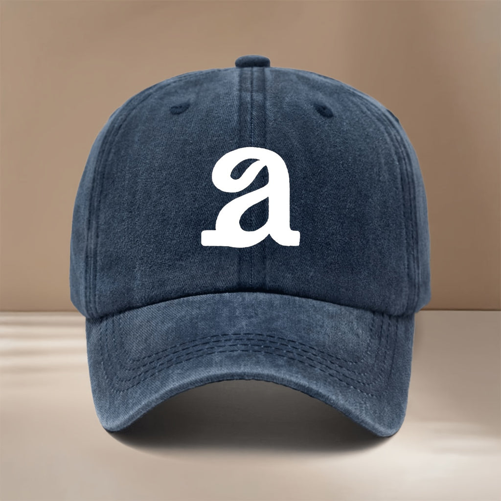Baseball Cap with "a" Letter Graphic Print, Stylish and Unique Snapback Hat for Men and Women, Hip-hop Style Cap for Vacation, Travel, Gatherings, and Camping. Lightweight and Comfortable with a Curved Brim That Slims the Face. Adjustable Size.
