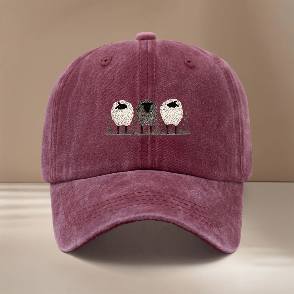 This Is a Baseball Cap with a Small Flock of Sheep Print, Suitable for All Seasons, with an Adjustable Size. It's a Unisex Hip-hop Hat, a Lightweight and Simple Snapback Cap for Outdoor Sports, Dinners, and Camping. It's a Trendy  Curved-brim Hat