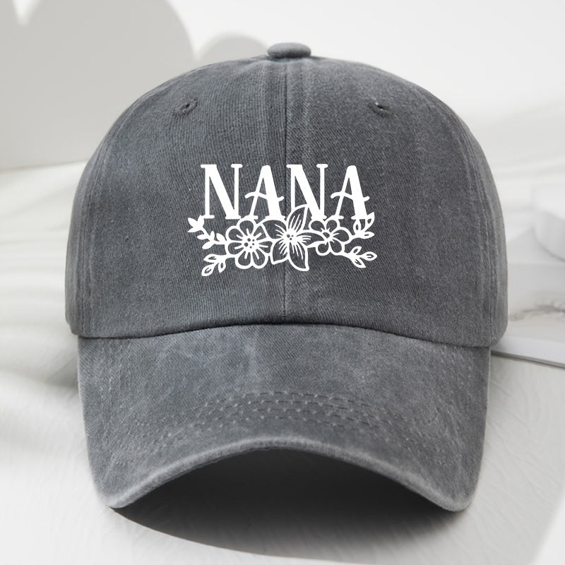 Unisex Trendy NANA Embroidered Baseball Cap Retro Versatile Casual Hat Breathable Comfortable Adjustable Sun Hat Outdoor Sports Fishing Hat Lightweight Easy to Wash