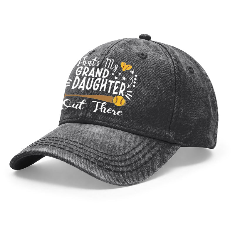 1pc Vintage Washed Unisex Baseball Caps, That' S My Granddaughter Out There, Softball Design Print, Adjustable, Suitable for Outdoor Activities And Casual Wear, Gifts for Men And Women, Friends