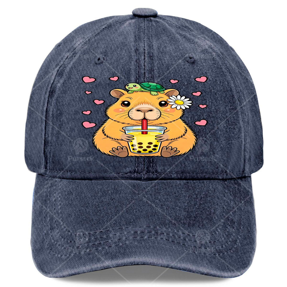 Cute Capybara Turtle Boba Tea Kawaii Anime Y2K Capibara Baseball Hat Unisex Low