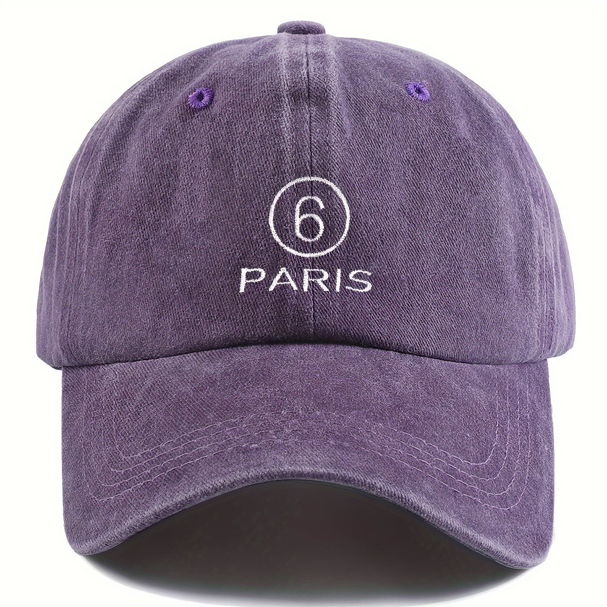 MM Style "Paris" Number ⑦ Baseball Cap Solid Color Easy Paris Embroidery Number 6 Fashion Curved Brim Hat Universal for All Seasons Men And Women Adjustable Size Comfortable And Breathable