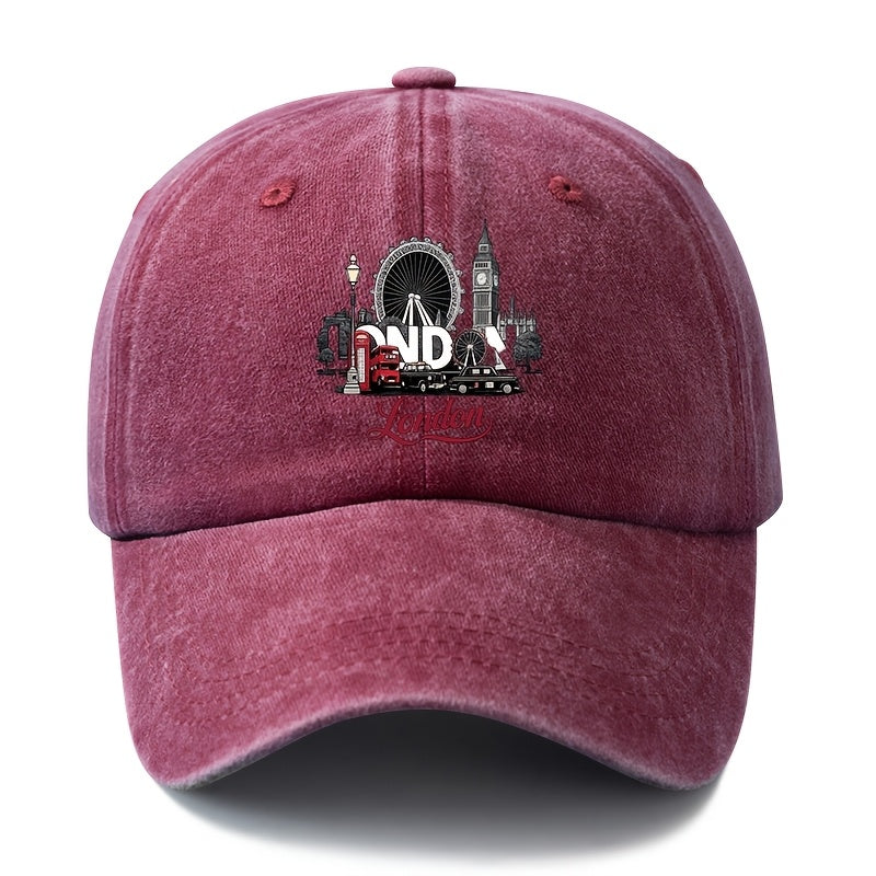 A Unisex Fashionable and Versatile Printed Ferris Wheel Baseball Cap, Featuring a Classic Vintage Washed Outdoor Lightweight Curved Brim. Suitable for Casual Occasions Such as Outdoor Vacations, Travel, and Camping. Also Works as a Hip-hop Hat