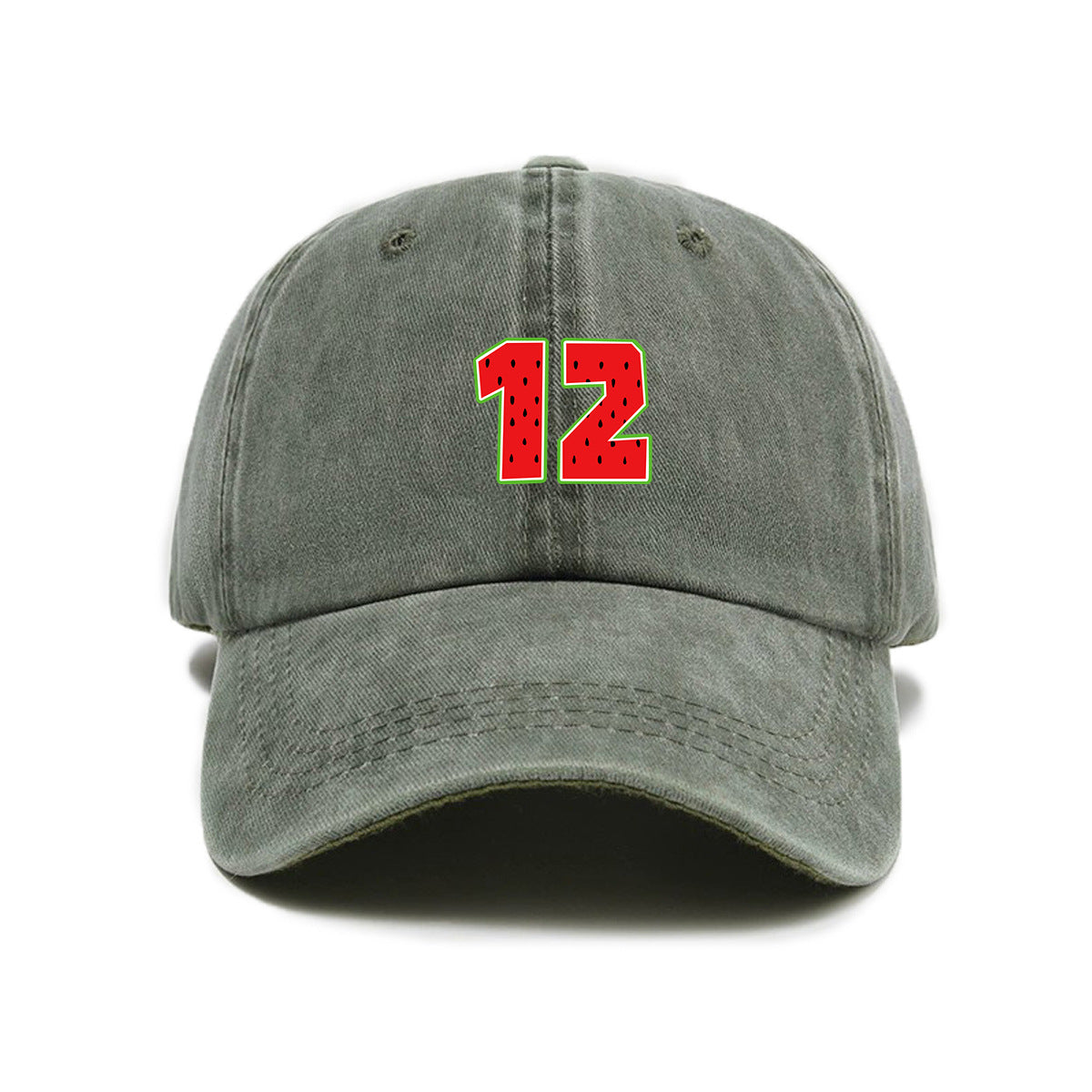 1 Washed Distressed Printed Baseball Cap for Adults, Simple Number 12 Print, Washed Distressed Soft Top Sun Baseball Cap, Unisex Versatile Baseball Cap