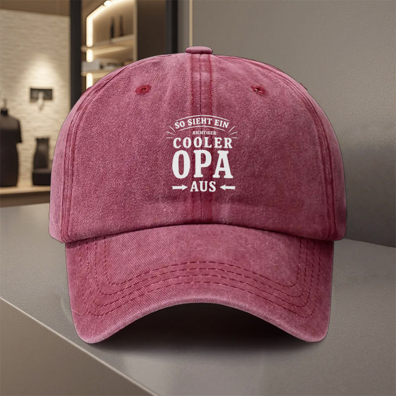 1pc, "Cooler Opa" Adjustable Baseball Cap, Lightweight Polyester with Printed Design, Suitable for Outdoor Sports and Camping Enthusiasts, Popular Couple's Cap, Golf Cap, Trucker Cap, Stylish Baseball Cap