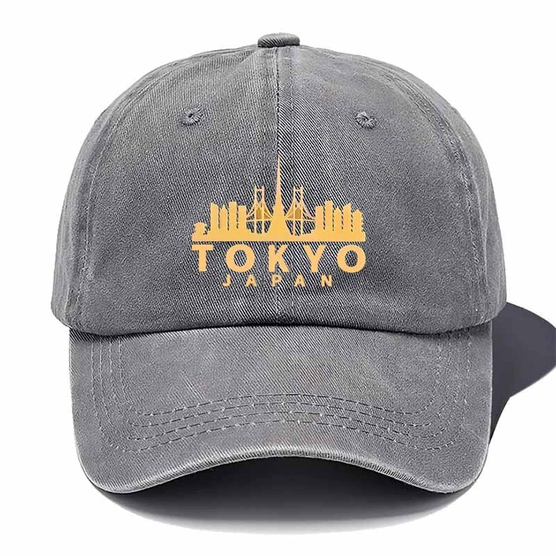Unisex Washed Baseball Cap with Golden Tokyo Tower Icon - Machine Washable Suitable for Urban Adventures, Tokyo-Themed, Adjustable Pull-String Closure, Iconic Landmark for Men & Women, Casual Travel Accessory