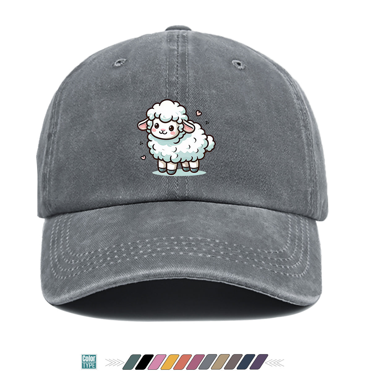 1pc Cute Cartoon Sheep Print Baseball Cap, Soft Breathable Sun Hat, Adorable Healing Style Fashion Hat, Unisex Adjustable Duckbill Cap, Casual Outing Hat, Girly Bestie Hat, Suitable for Picnics, Shopping, Strolling, Travel