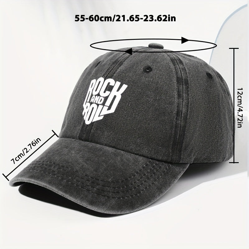 Unisex ROCK AND Printed Washed Vintage Baseball Cap Fashion Men Women Outdoor Hat Adjustable Circumference Trucker Hat Suitable for All Seasons Daily Wear
