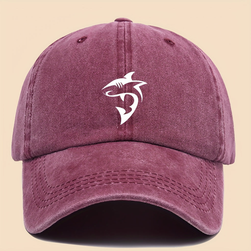 1 Unisex Ocean Theme Baseball Cap with White Shark Graphic Print - Breathable Adjustable Dad Hat for Skateboarding, Hiking, Fishing | Fashion Couple Outdoor Additions, Perfect Gift for Birthdays, Christmas, Halloween, Thanksgiving (Black)