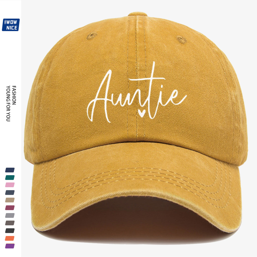 1pc "Auntie" Handwritten Heart Print Baseball Cap, Comfortable And Breathable, Fashionable And Easy, Unisex, Adjustable Size, Casual Street Style, Suitable for Daily Outings, Shopping, Dates, Coffee Meetups, Travel, Girlfriend Gatherings