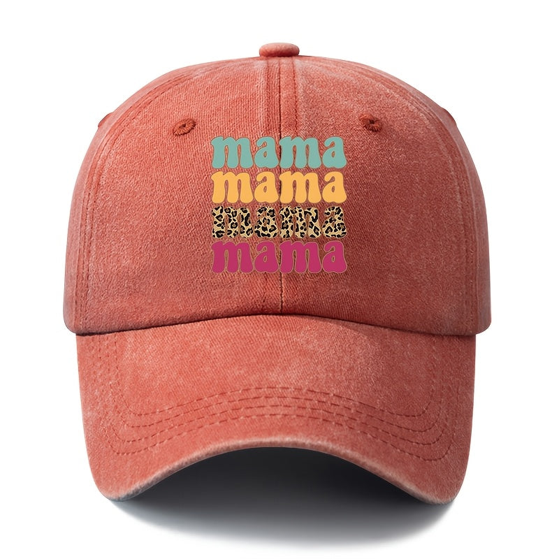 Unisex Fashion Versatile Printed Mama Cartoon Letter Baseball Cap, Classic Retro Washed Outdoor Lightweight Curved Brim Hat, Trucker Cap, Suitable for Outdoor Vacation Travel Camping And Casual Occasions, Holiday Party Hip-Hop Hat