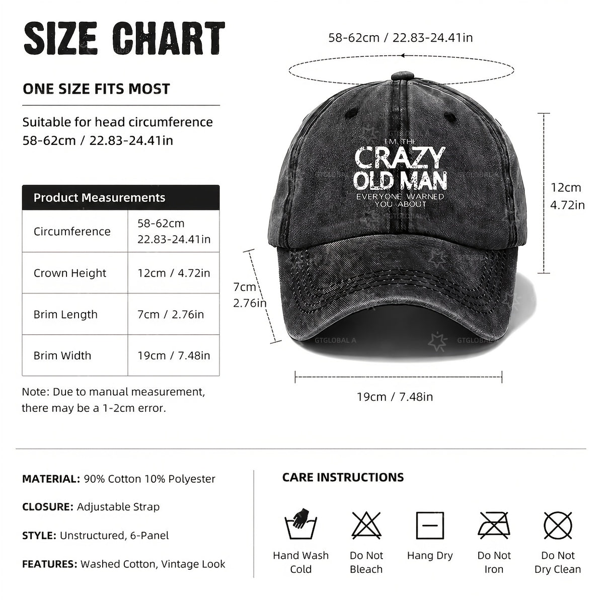 Casual Washed Cotton Printed Cap, Perfect for Home Use, Outings, Or As a Gift, an Ideal Choice for Holidays Such As New Year And Valentine'S Day, Fun Baseball Cap with Crazy Old Man Pattern, Men'S Style