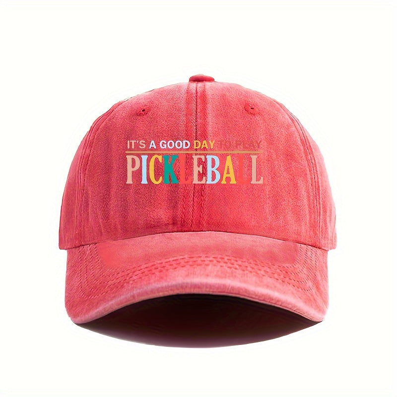 Vintage Washed Baseball Cap - Adjustable Dad Hat with The Print "Today Is a Great Day for Pickleball, " a Gift for Pickleball Enthusiasts, Unisex, Suitable for Sports And Casual Outings, Pickleball Games - Vintage Baseball Cap