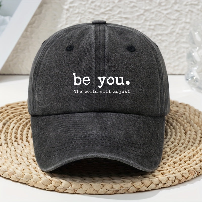 Spring Summer New Versatile White Baseball Cap for Women, Vintage Letter Print Sunshade Hat, Personality Trendy Dad Hat, Breathable Comfortable Soft Washed Vintage Style
