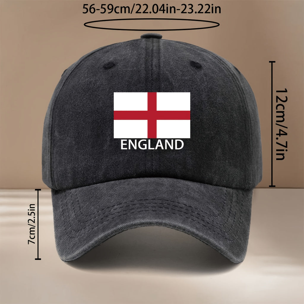 ENGLAND Letter Flag Printed Pattern Baseball Cap All Seasons Duckbill Cap Trendy Textured Casual Hat Comfortable Lightweight Hip-Hop Cap Unisex 6-Panel Cap Adjustable Size Easy Fashion Style Versatile Sports Event Support Vacation Travel Gathering C