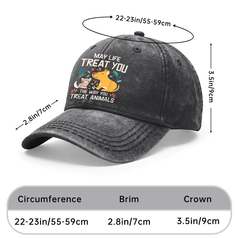 1pc Vintage Washed Unisex Baseball Cap with Animal Care And Kindness Design - Adjustable, Unisex, with Cat And Dog Pattern Print, Suitable As a Casual Outdoor Hat Gift for Pet Lovers, Vintage Style Suitable for Daily Wear And Gifting