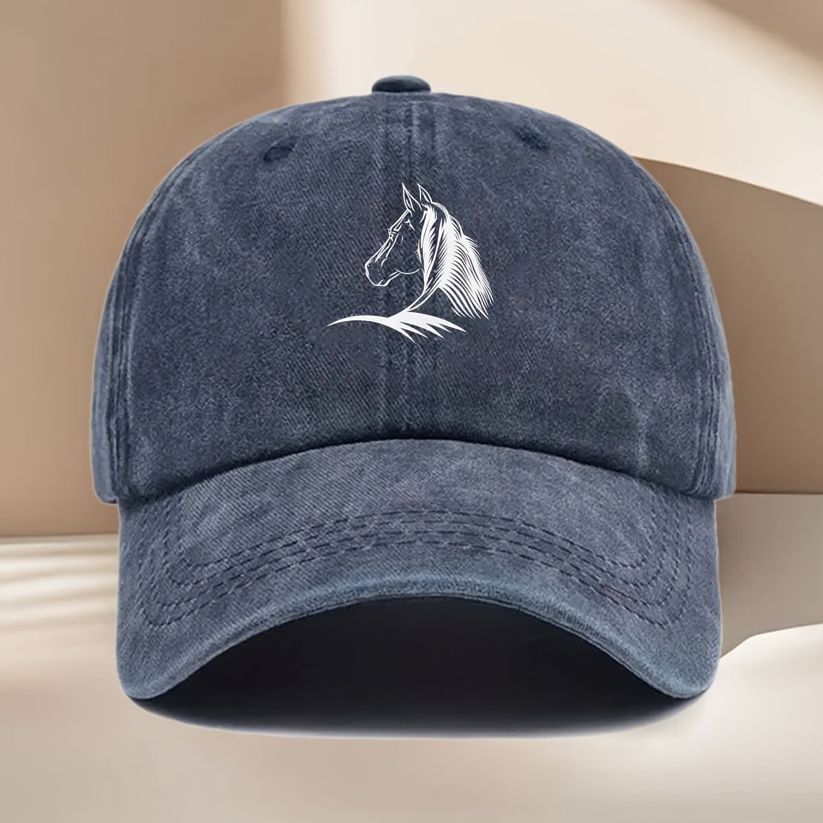 White Horse Line Drawing Print Baseball Cap, Fashionable, Easy, Lightweight, Durable, Unisex, Suitable for All Seasons, Hip-Hop Cap, Suitable for Vacation Travel, Playing And Checking In, Daily Outings, Outdoor Sports And Other Occasions