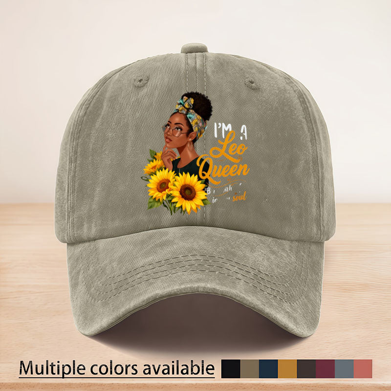 Stylish Leo Queen Sunflower Print Baseball Cap, Adjustable Strap, June 16th Anniversary Edition Baseball Cap, Suitable for All Seasons, Multi-purpose, Lightweight and Breathable, Ideal for Outdoor Sports, Fishing, Picnics, and Camping for Sun