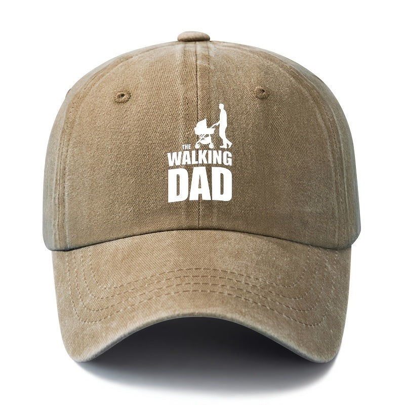 Unisex Fashion Versatile Printed WALKING DAD Baseball Cap, Classic Retro Washed Outdoor Lightweight Curved Brim Hat, Trucker Cap, Suitable for Outdoor Vacation Travel Camping And Casual Occasions, Holiday Party Hip-Hop Hat