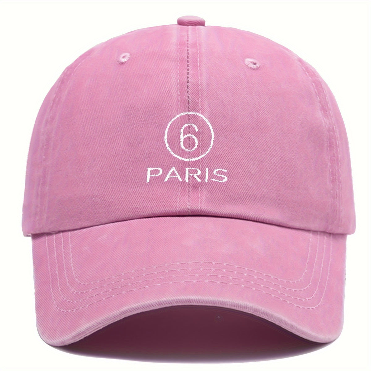 MM Style "Paris" Number ⑦ Baseball Cap Solid Color Easy Paris Embroidery Number 6 Fashion Curved Brim Hat Universal for All Seasons Men And Women Adjustable Size Comfortable And Breathable