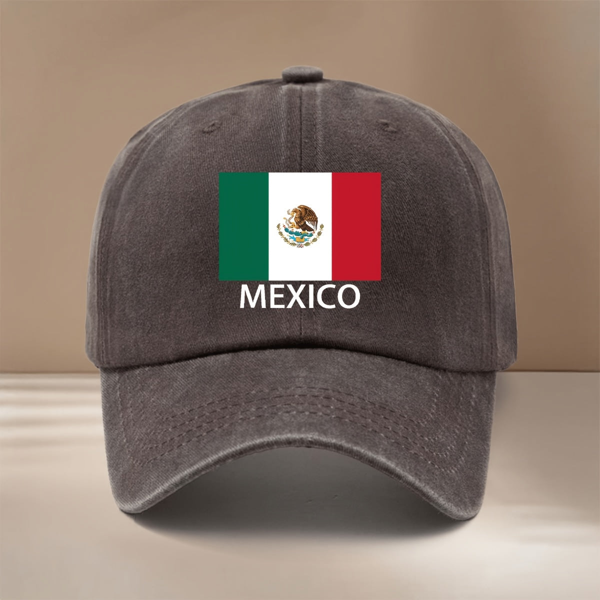 MEXICO Text Flag Print Pattern Baseball Cap for Vacation, Travel, Dinner Parties, and Camping. Six-Panel Hat with a Simple Textured Feel, Lightweight and Comfortable Curved Brim Cap. Unisex Casual Hat, Hip-Hop Hat with Adjustable Size, Relaxed Fit