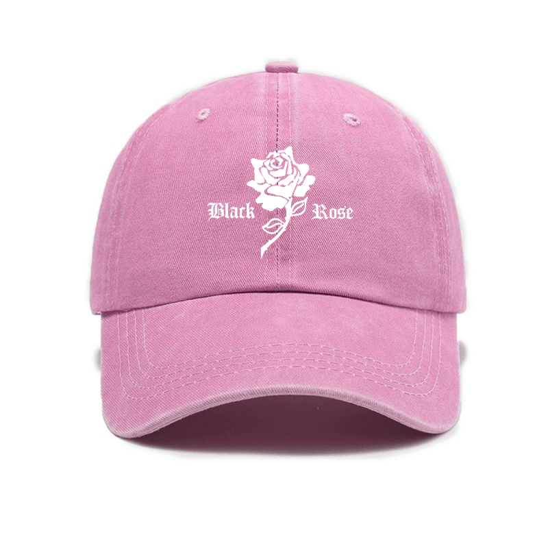 Vintage Washed Baseball Cap with Rose Print Decor, Casual Fit Suitable for Daily Streetwear, Adjustable Unisex Vintage Style Hat