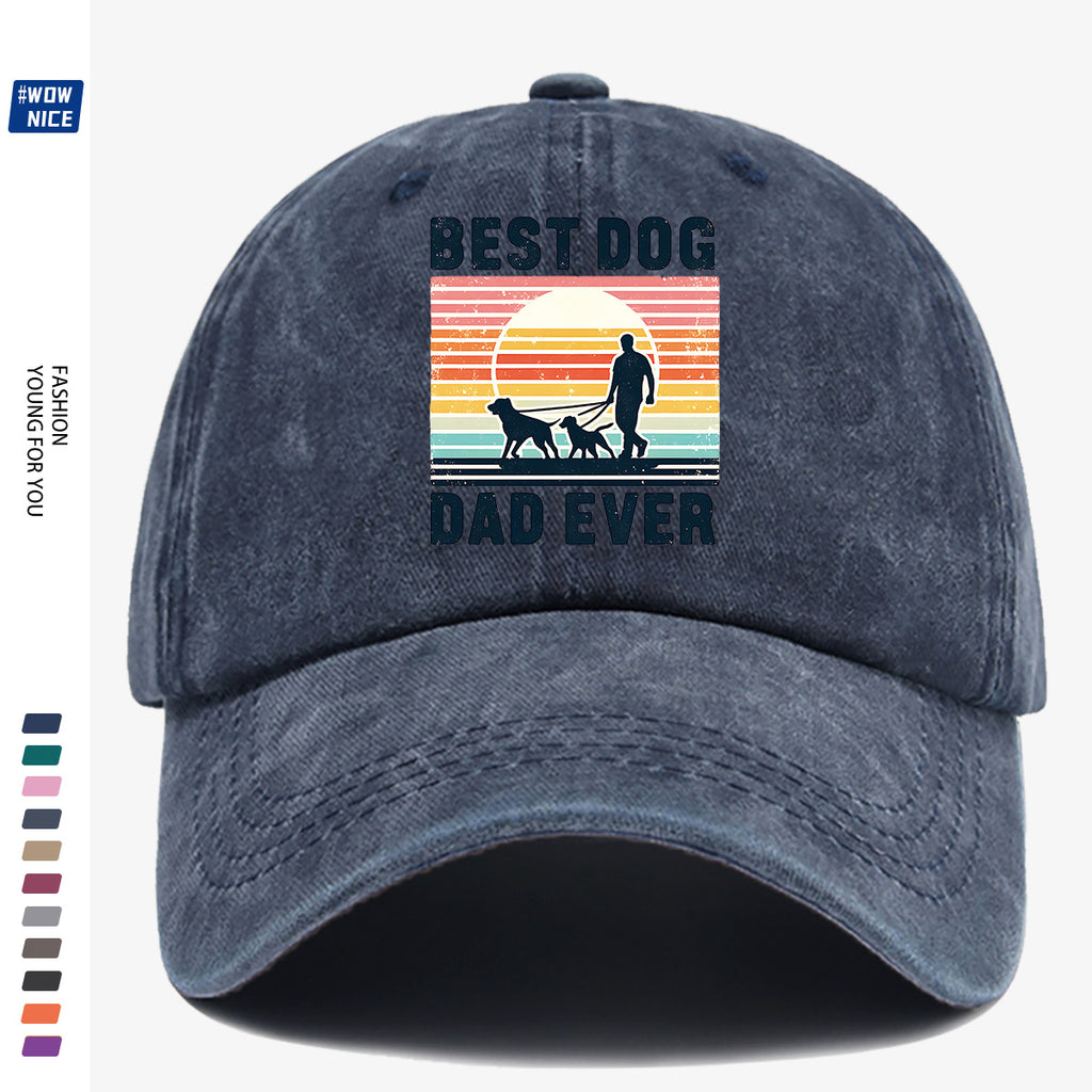 1pc "Best Dog Dad Ever" Vintage Trucker Hat - Adjustable Unisex Baseball Cap Suitable for Outdoor, Dog Walking, Picnics & Sports, Breathable Dad Hat Gift for Fathers Day, Birthdays, for Dog Lovers with Sunset Print (for Men & Women)