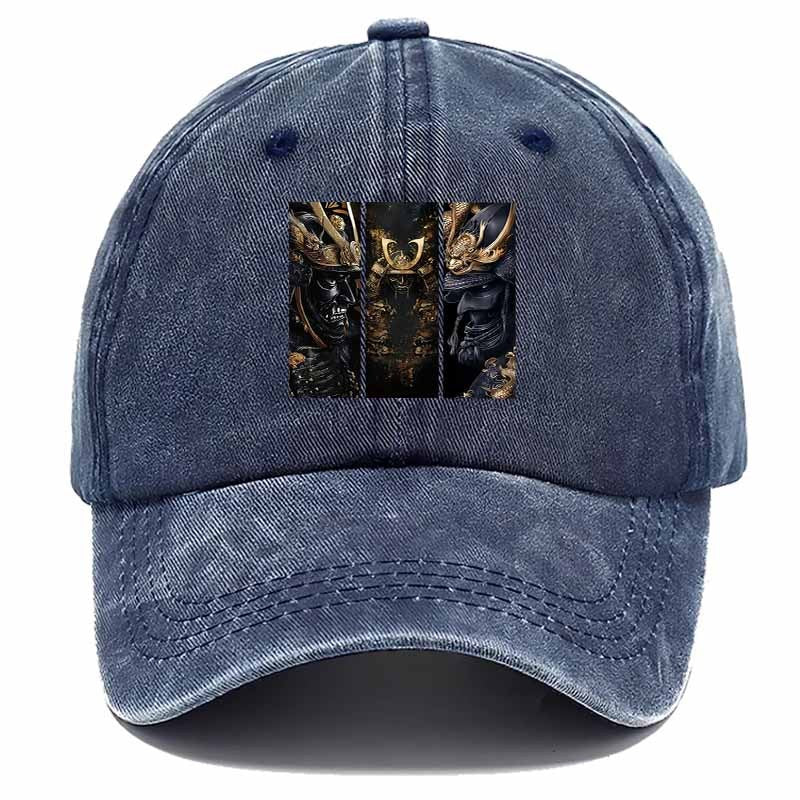 Ancient-Style Warrior Baseball Cap with Three Samurai Dragon Motifs-Essential for Themed Events And Role-Playing.