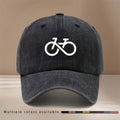 Baseball Cap with Stick-figure Bicycle Print, Suitable for Vacations, Travel, Gatherings, and Camping. Features a Curved Brim, Adjustable Size, and Textured Hip-hop Style. Comfortable and Lightweight, This Unisex Six-panel Cap Is Also a Casual