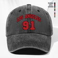 Unisex LOS ANGELES 91 Letter Print Washed Vintage Baseball Cap, Fashionable Sun Outdoor Hat for Men and Women, Adjustable Fit Trucker Hat Suitable for All Seasons and Daily Wear