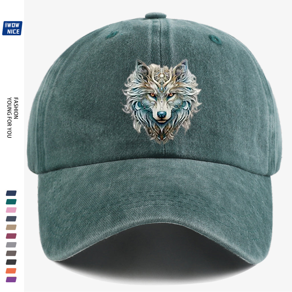 1pc Wolf Head Art Print Baseball Cap, Personalized Animal Pattern Design, Unisex Duckbill Hat, Wearing Makes You Look Slimmer And Smaller Face, Adjustable Size, Fashion Street Style, Daily Casual Versatile, Outdoor Activities, Shopping, Parties