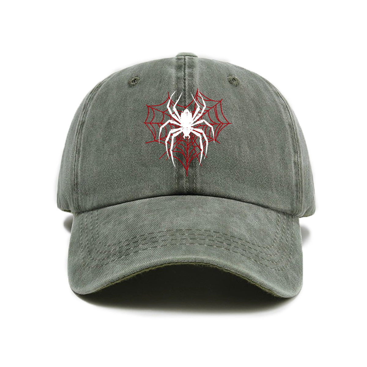 1 Top Water Washed Old Printed Baseball Cap Adult Versatile Spider Printed Water Washed Old Soft Top Sunshade Baseball Cap Men And Women Practical Baseball Cap