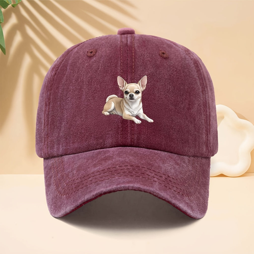 Chihuahua Print Baseball Cap with Chihuahua Dog Design - Adjustable Snapback Trucker Hat Suitable for Men & Women, Soft Top Curved Brim, Unisex Casual for All- Wear, Durable Comfortable for Walking, Parties, Shopping, Hip-Hop Style