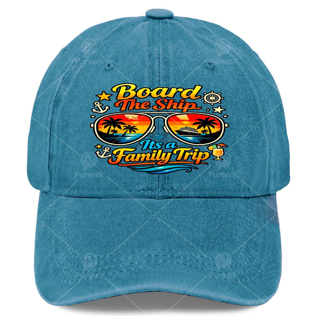Board The Ship Its A Family Trip Retro Cruise Ship Baseball - Unisex Soft Full-Body Print Nautical with Ship & Patterns, Suitable for Christmas, Games, 4th of, Cruise Vacations, Casual Wear for &