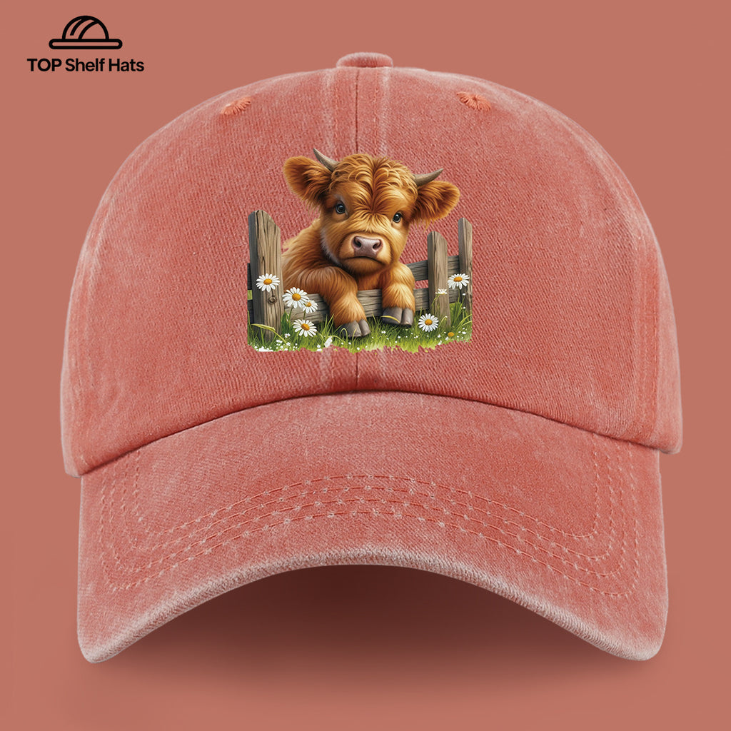 1pc Cute and Adorable Highland Cow Pattern Printed Casual Baseball Cap, Lightweight, Comfortable, and Breathable, with Adjustable Size, Unisex Outdoor Wear and Casual Apparel Accessory, Sun Hat for Mom and Dad's Beach Vacation, Exquisite Gift