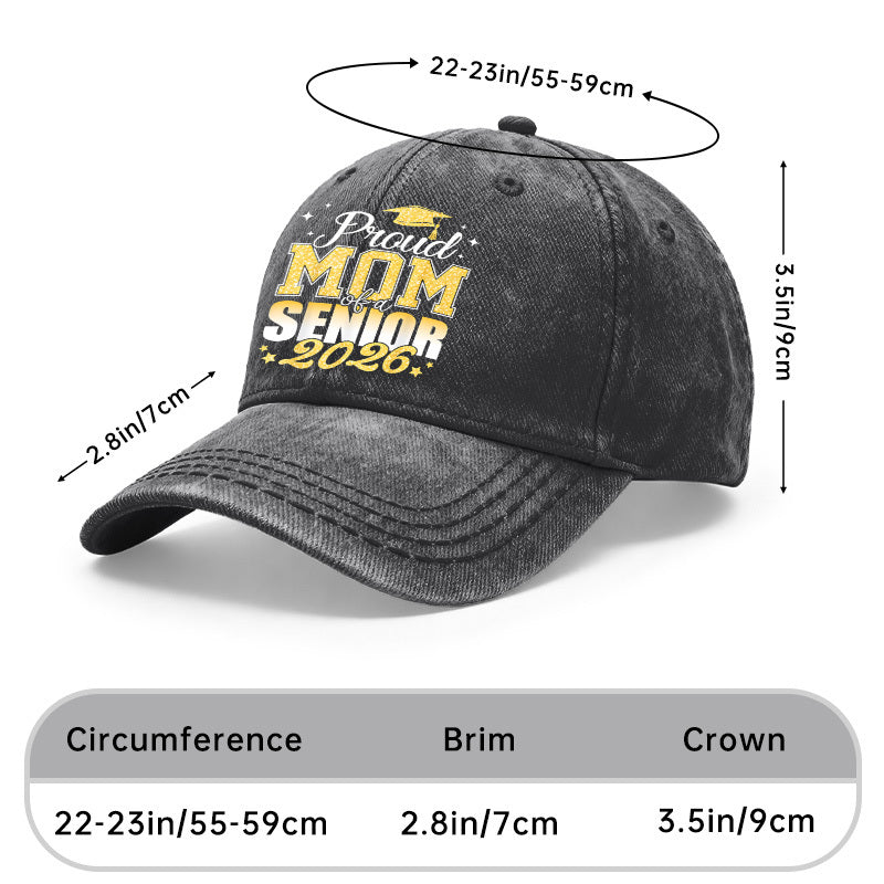 1pc 1pcs 1pc Vintage Washed Baseball Cap Suitable for Proud Moms & Graduates, Adjustable Unisex Cap with Graduation, Machine Washable Gift for 2026 Graduation, for Outdoor Activities, for Graduation Parties (for Men & Women)