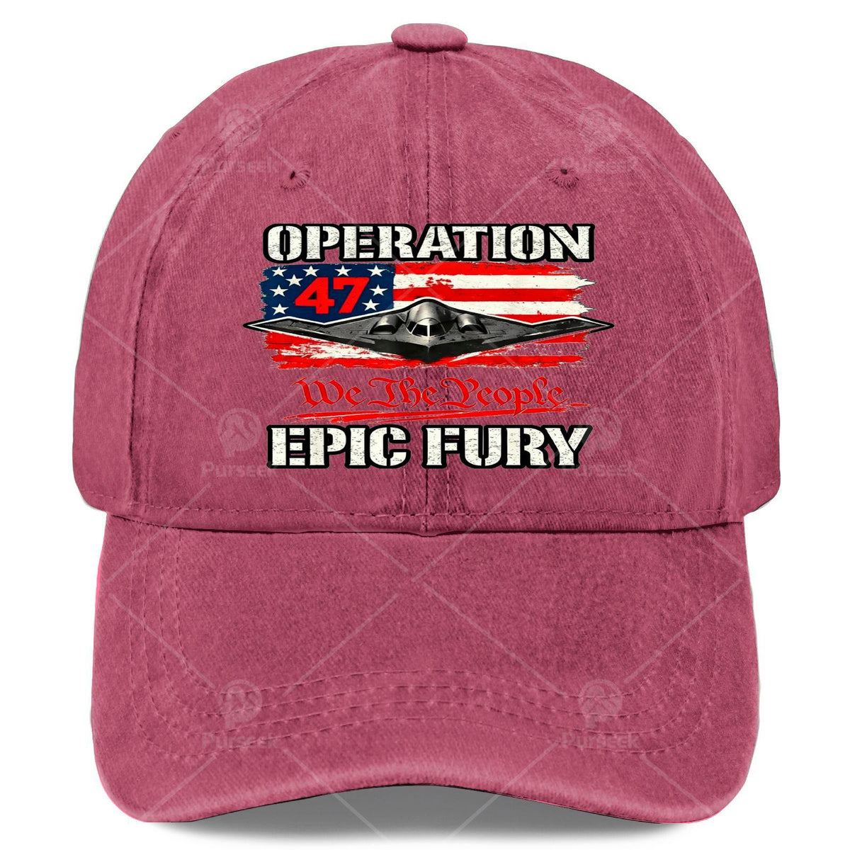 Unisex Vintage Washed Baseball Featuring The American Flag And Epic Fury Designs