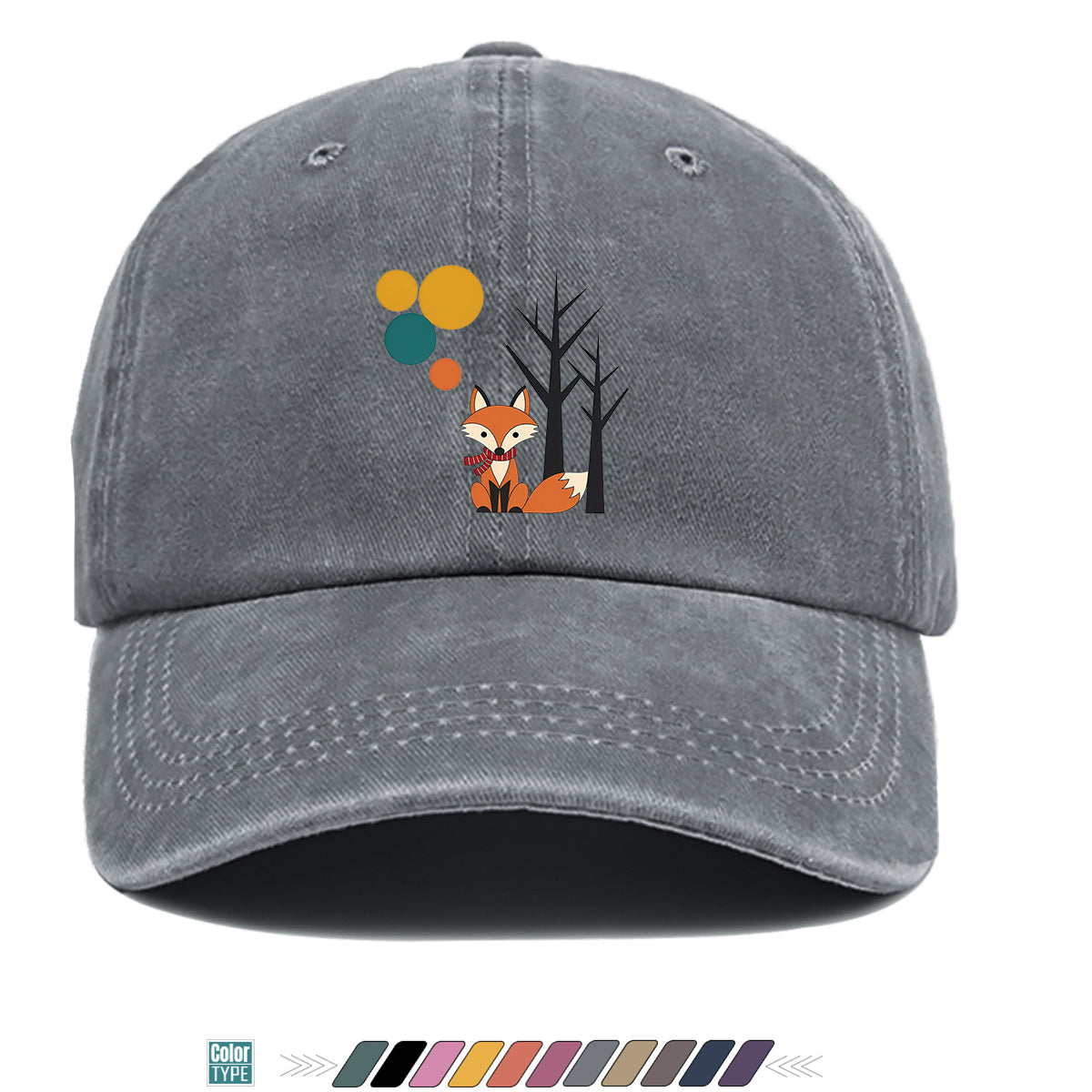 1pc Cartoon Fox Wearing Red Scarf Print Baseball Cap Colorful Geometric Background Sun Hat Fashionable And Beautiful Unisex Duck Tongue Cap Adjustable Size Casual Travel Hat Street Trendsetter Essential Suitable for Daily Wear, Shopping, Travel