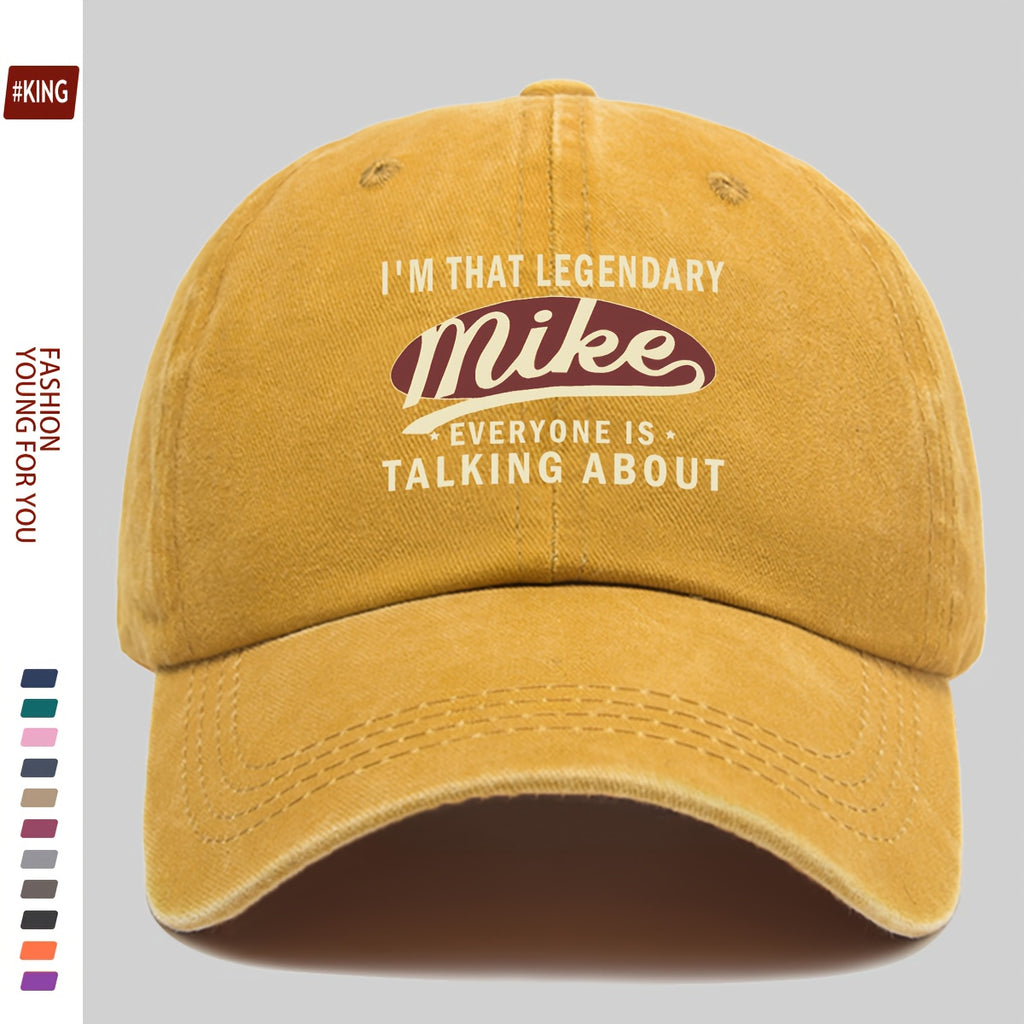 1pc Vintage Trucker Hat with "I'M That Legendary Mike" Print - Adjustable Snapback Baseball Cap, Lightweight And Breathable, Suitable for Outdoor Activities, Fishing, Hiking